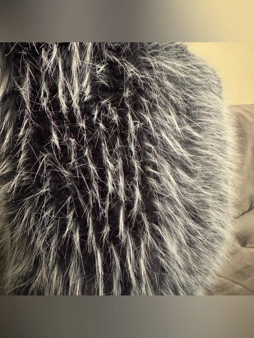 Faux Fur Decorative Throw Pillow in Charcoal Gray